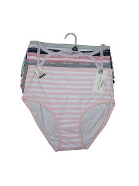Laura Ashley Womens 5-Pack Medium Panties Briefs Cotton Blend Tag-Free Striped